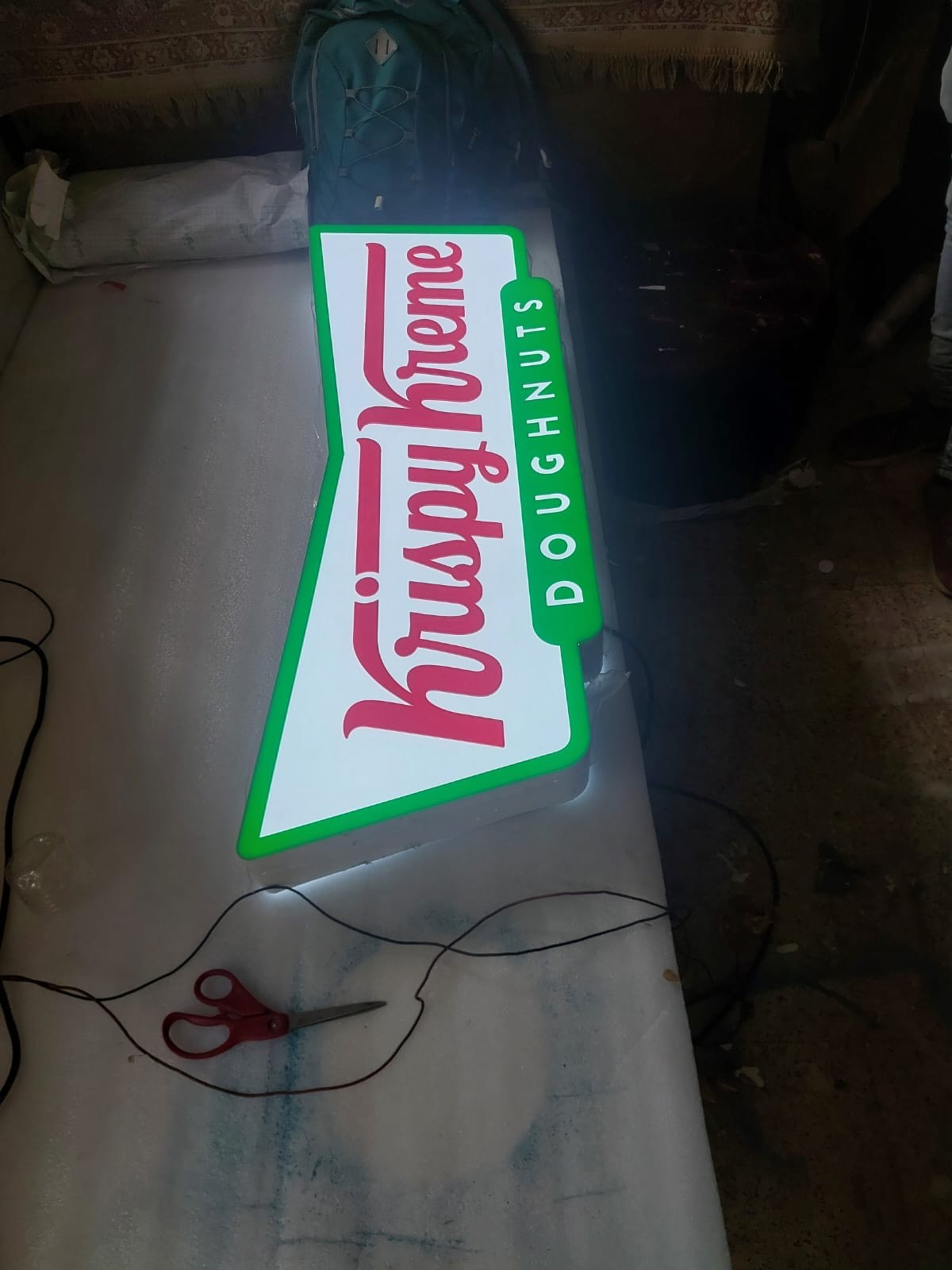 Krispy Kreme illuminated sign — fabrication in progress